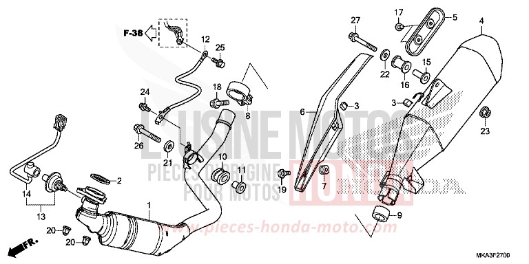 ABGAS-SCHALLDAEMPFER von NC750X "Meca" MAT GUNPOWDER BLACK METALLIC (NH436) von 2018